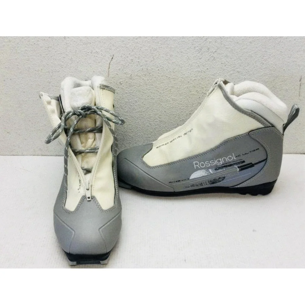Rossignol X-1 Tour‎ Men's Nordic Ski Boots Size W9 Black And White Lace And Zip
